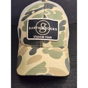 Garth‎ Brooks Stadium Tour Camo Trucker Patch Hat Snapback Adjustable Cap